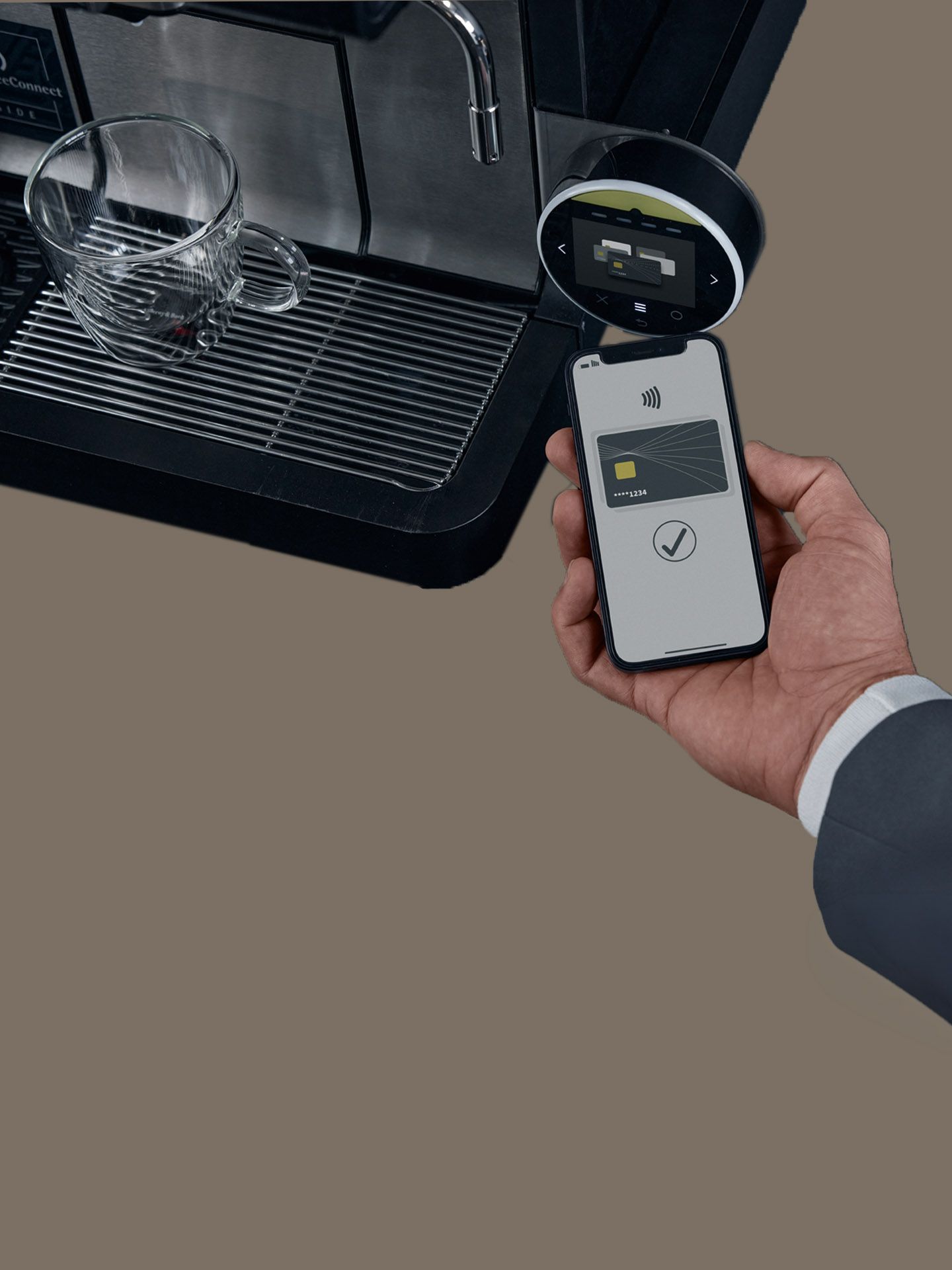 Payment with smartphone at a coffee machine