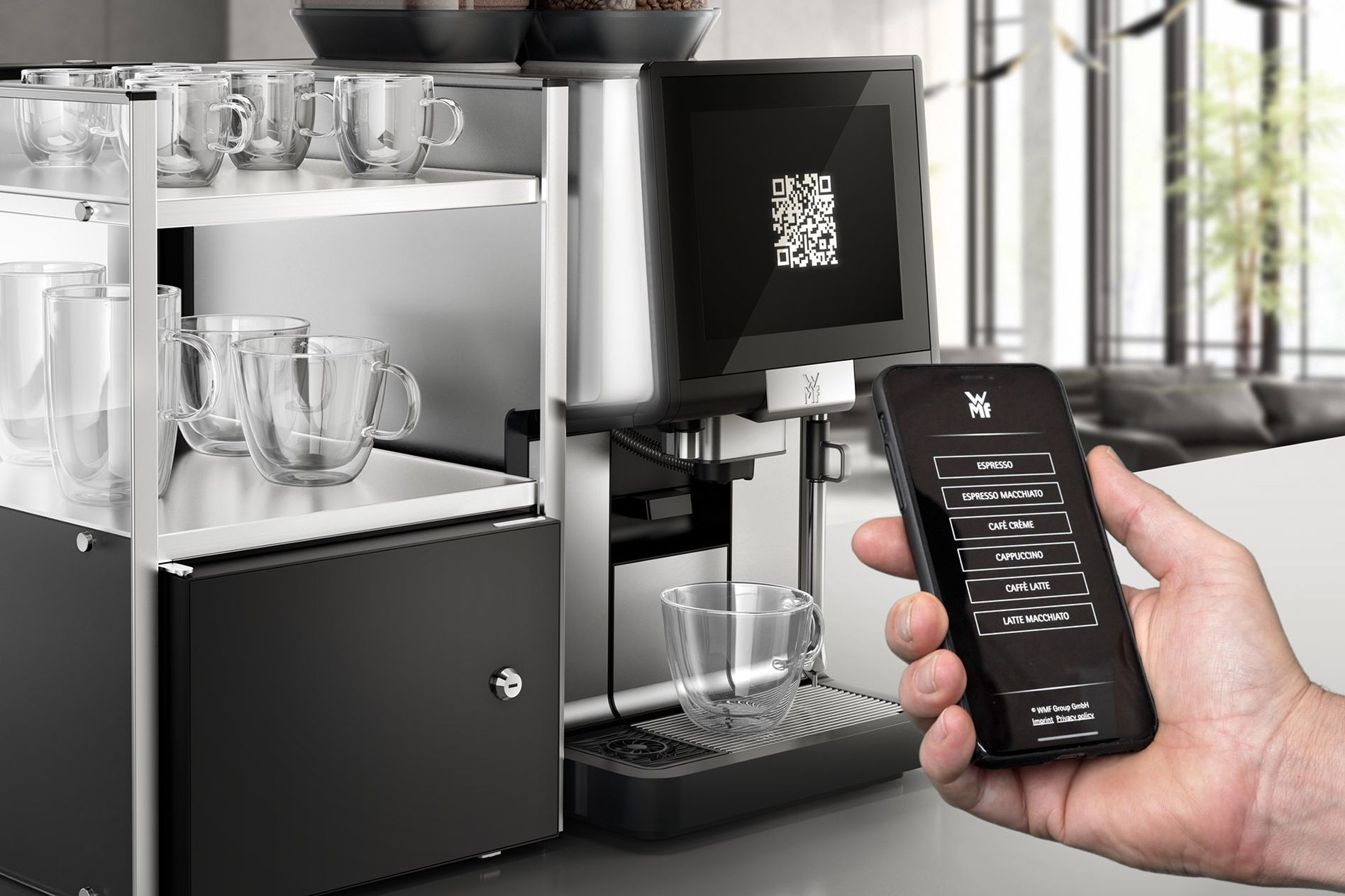 WMF coffee machine and smartphone with barrier-free feature
