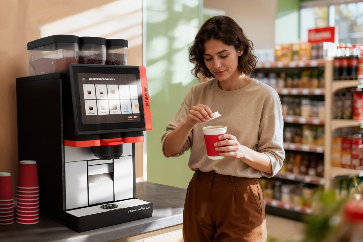 Convenience store with coffee to go offer
